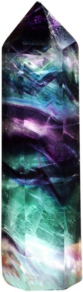 Findema Healing Crystal Wands, Natural Fluorite Hexagonal Wand Treatment Stone,Crystal Stone For Healing Reiki Chakra Meditation Therapy Decor