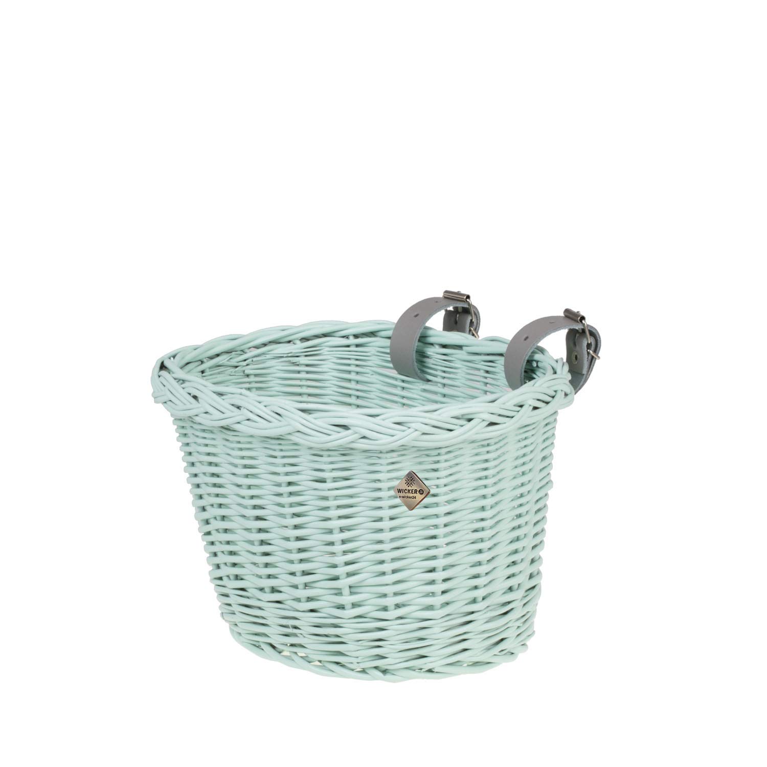 e-wicker24 Mint Wicker Bike Basket Front Basket for Bike Handlebar Basket for Kids Natural Handlebar Basket Handmade Bicycle Front Basket Small Bike Basket Cycle Basket Front Bike Basket for Bike