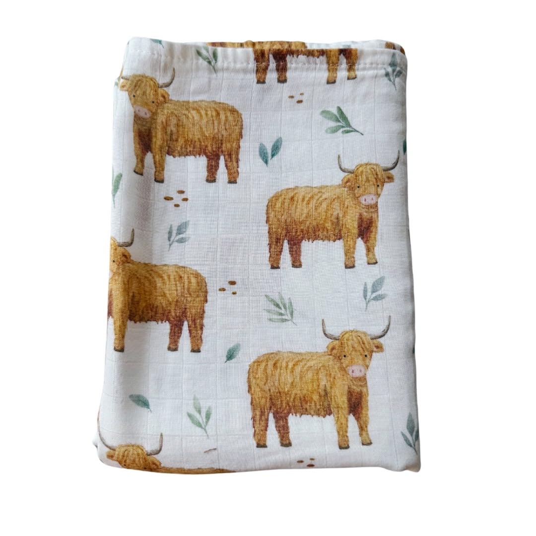 Baby J's® X-Large Luxury Soft Bamboo Muslin Swaddle Blankets - Bamboo Cotton Super Soft Muslin for Baby Girl or Baby Boy (White)