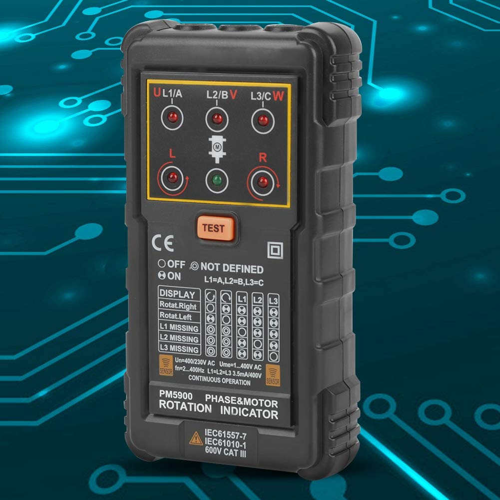 PM5900 Motor Three-Phase Motor Rotation Indicator Tester Portable Handheld Tester for Install Repair or Maintain Three-Phase Motor - Image 4