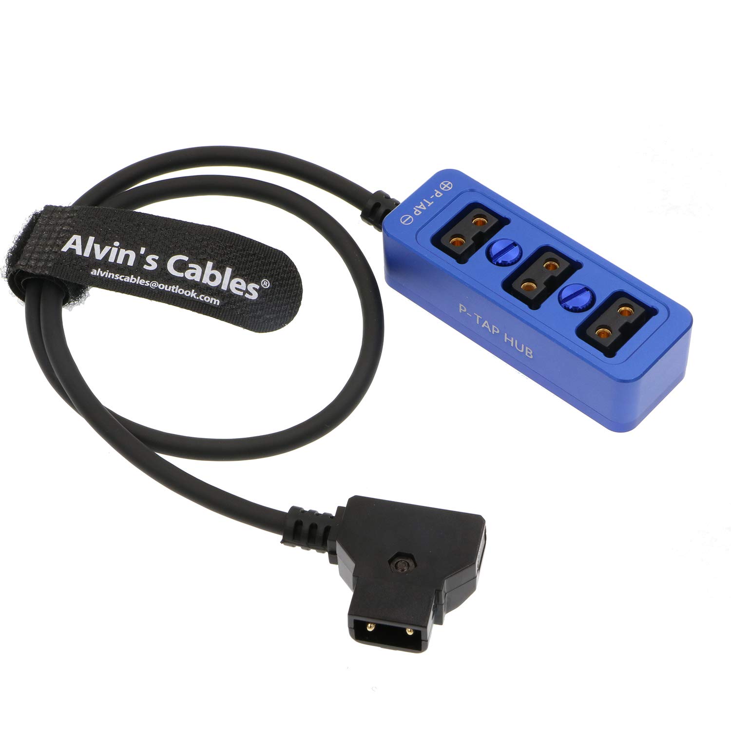 Alvin’s Cables D-tap Splitter P-Tap HUB Cable Dtap Male to Three Port D tap Female Splitter Cable with Screw Threads for ARRI RED Z CAM Cameras TILTA Steadicam IDX V-Mount Battery-Blue