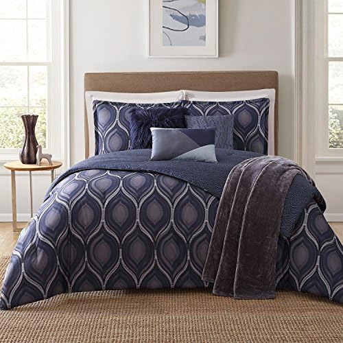 Jennifer Adams Basti 7 Pcs Comforter Set, King, Blue/Grey