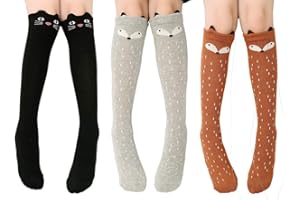 Happylifehere New Cute Girls Knee High Socks Cotton Animal Socks