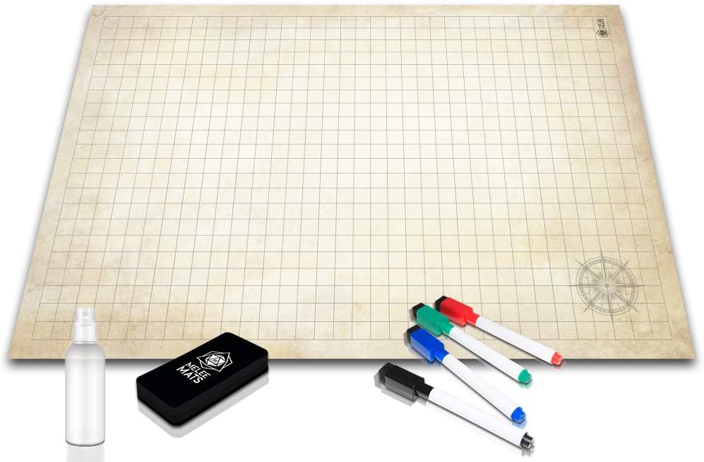 Amazon Com Battle Grid Game Mat Ultra Durable Polymer Material Role Playing Grid Map Reusable Tabletop Squares Dungeons Rpg Dragons Dry Erase Vinyl Perfect Set For Starters And Masters