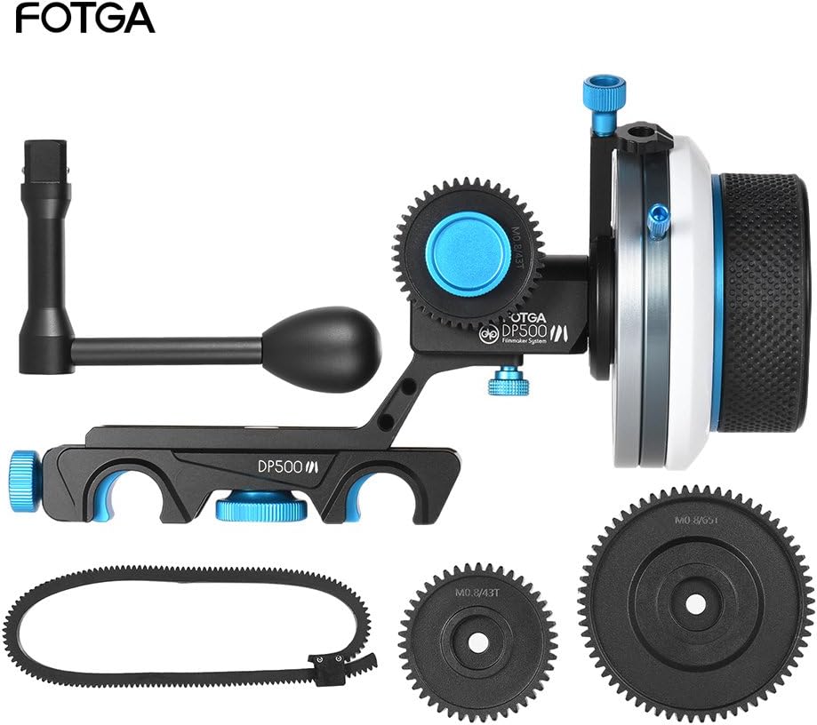 Qnotici FOTGA DP500III Follow Focus FF A/B Hard Stop w/Speed Crank Handle 0.8m Gear Set for 15mm Rod Rig Video Film Making System