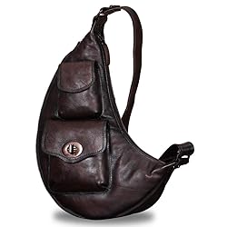 Genuine Leather Large Sling Bag for Men and Women