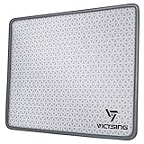 VicTsing Mouse Pad with Stitched Edges, Premium-Textured Mouse Mat Pad, Non-Slip Rubber Base Mousepad for Laptop, Computer & PC, 10.2×8.3×0.08 inches, Grey