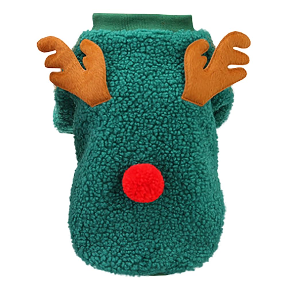 Izefia Dog Sweater Costume Christmas Clothes Gift Fleece Woolen Sweater Winter Warm Pajamas Christmas Father Reindeer Tree Sweater for Small Dog Medium Cat Reindeer Green L