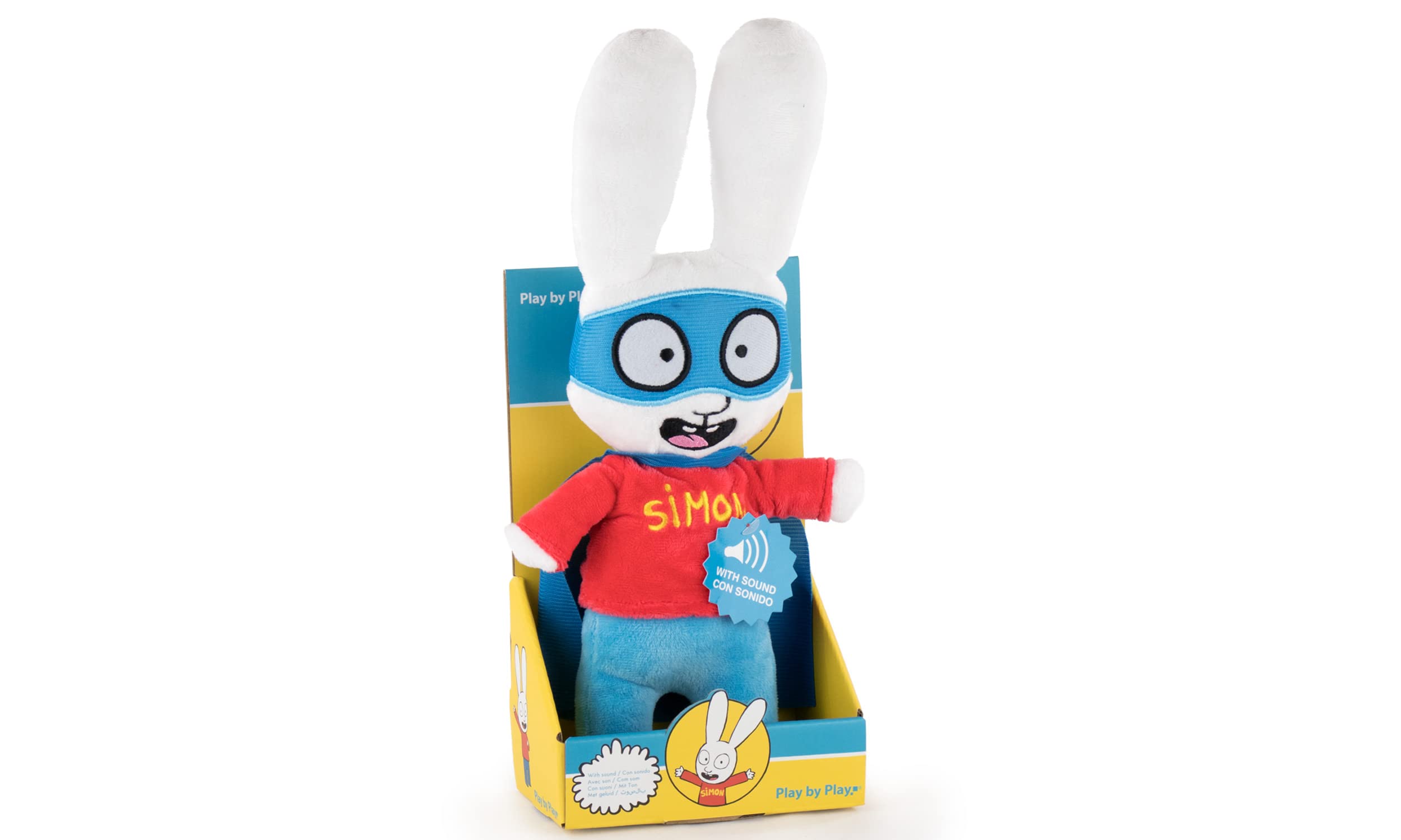 Play by Play Simon - Simon and Gaspard Rabbit Plush with Spanish Sound - Super Soft Quality (35cm/13'77", Simon Super Hero)