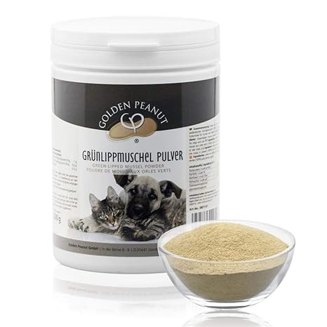 Golden Peanut Grünlippmuschelpulver Neuseeland Muschel Extrakt Premium Qualität für Hunde und Katzen 500g Dose
