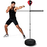 INNOLIFE Freestanding Punching Bag,Adjustable Height Home Boxing Training Equipment for Adults,Durable Boxing Bar & Stand with Stable Base for Fitness Workouts,Red