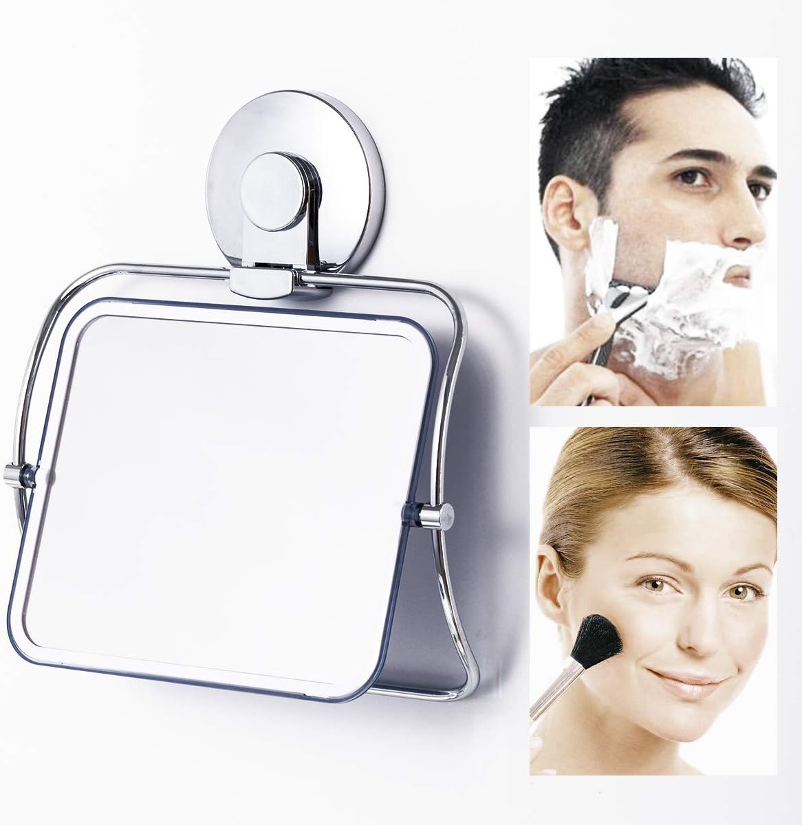 TAILI Shower Mirror NO-Drilling & Removable Shaving Mirrors Shatterproof & Rust-Resistant 360°Swivel for Bathroom Bedroom Vanity Countertop Traveling - Chrome: Kitchen & Dining