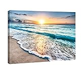 Wieco Art Sea Waves Large Canvas Prints Wall Art