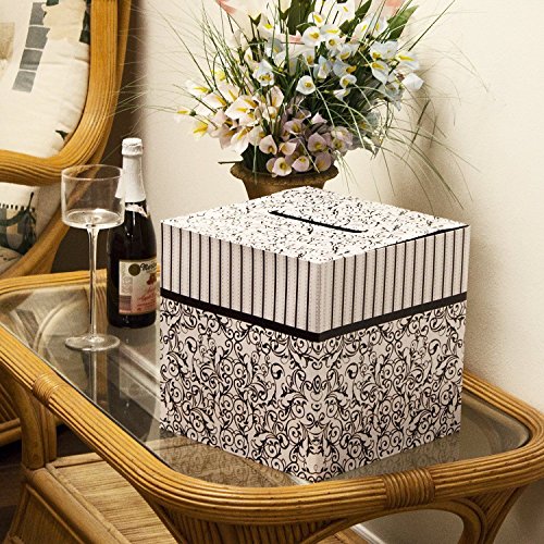 Ifavor123 Cardboard Black and White 10” X 10” Wedding Birthday Party Gift Money Card Box