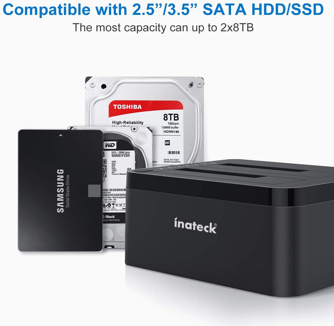 Inateck USB 3.0 to SATA 2Bay USB 3.0 Hard Drive Docking Station with