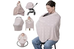 BabbleRoo Nursing Cover for Breastfeeding –95% Viscose Muslin, 5% Spandex, Soft & Breathable Baby Essentials | Newborn Essentials Breastfeeding Covers for Nursing, Multi-Use for Car Seat & High Chair
