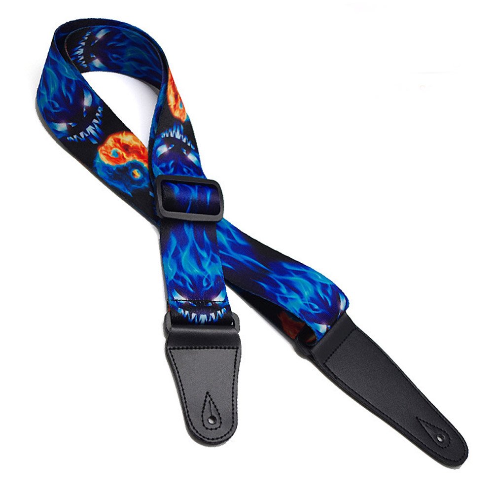 Kasstino Vintage Punk Leather Ends Adjustable Strap for Electric Acoustic Guitar Bass (D)