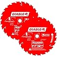 Diablo Framing Saw Blade with Perma-Shield - 2-Pack Tracking Point Tooth Design for Efficient Cutting - 7-1/4" x 24-Tooth - D0724A