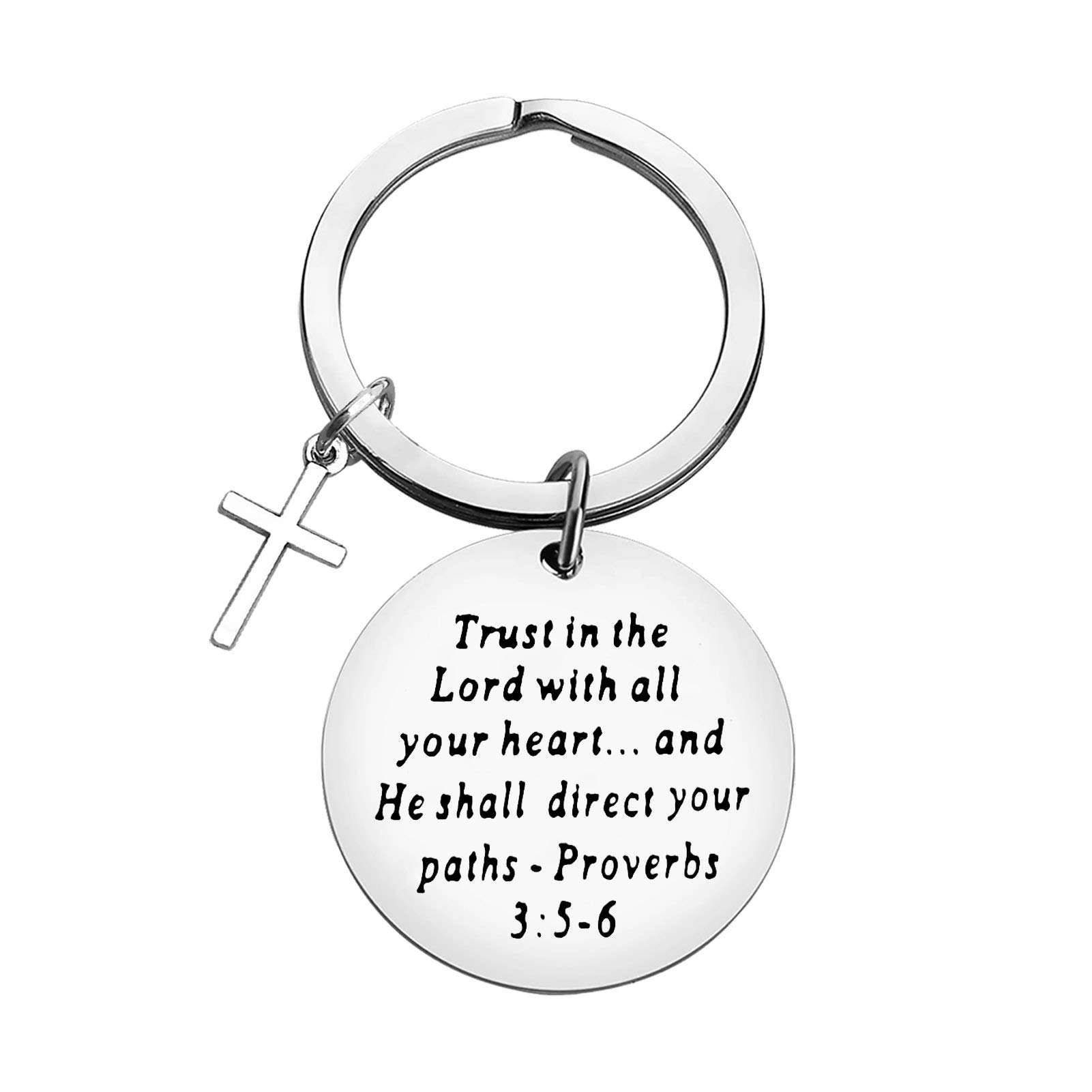 Christian Keyring Bible Verse Keychain Religious Keyring Trust in The Lord with All Your Heart...and He Shall Direct Your Paths Faith Keychain Christian Gift Thanksgiving Christmas Easter Prayer Gift