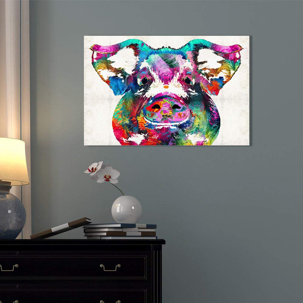 Canvas Wall Art -Colorful Pig Pet Painting -16\