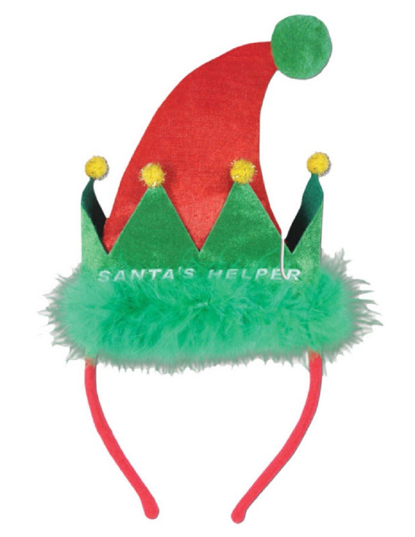 Beistle 20711 Elf Santa's Helper Headband, Red/Green/Gold, Pkg/1