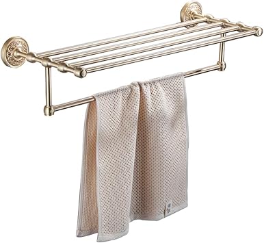 Toallero dorado Estante de montaje en pared con toallero/riel, soporte