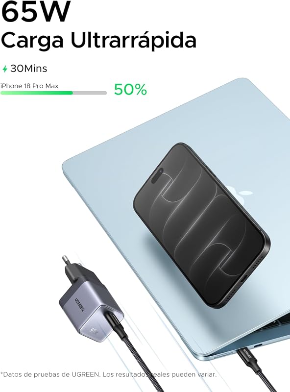 Nexode Air 65W Cargador USB C Rápida con Cable USB C (Gray)