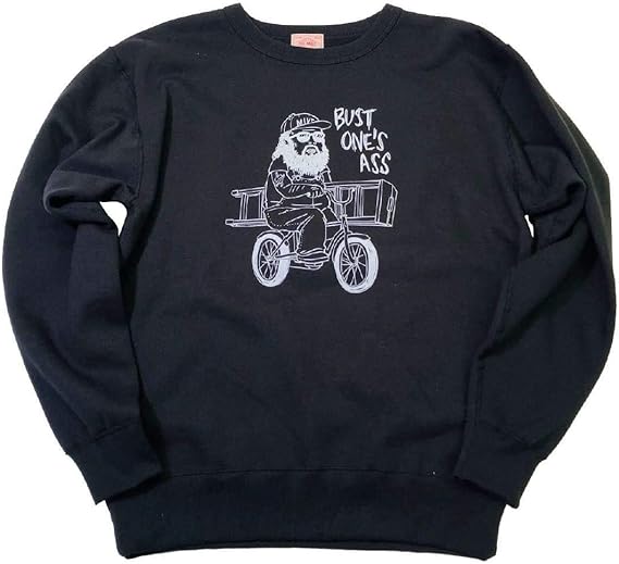 Amazon Big Mike ビッグマイク スウェット トレーナー オリーブ 緑 ブラック 黒 2カラー Ojisan Work Sweatcrew 103 8000 レトロ イラスト 古着コーデにも トレーナー パーカー 通販