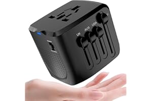 APzek International Travel Adapter and Voltage Converter, Step Down 220V to 110V Travel Converter for Hair Dryer, All-in-one Power Converter for US to UK EU AU Asia Over 200+Countries