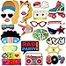 22 Pieces 80s Party Photo Booth Props 80s Theme Party Photo Props with Wooden Sticks for Birthday Party Decoration Supplies
