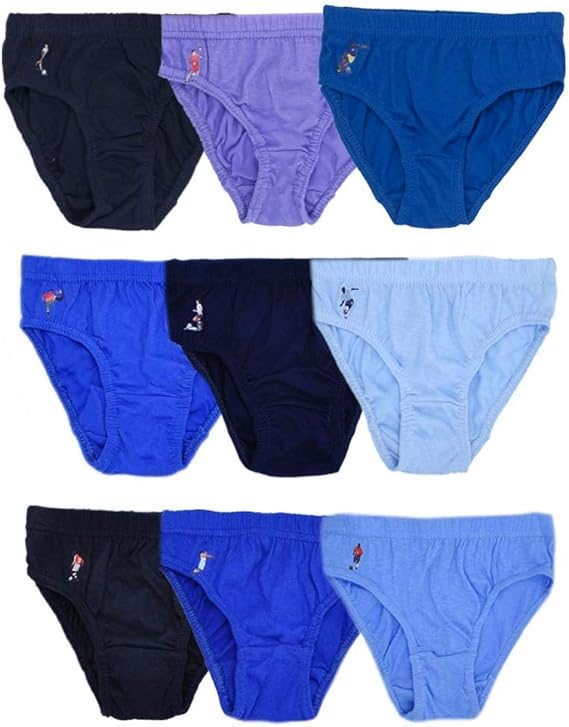 Pack of 9 boys' briefs, children's underpants with football motif