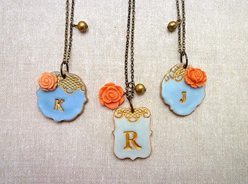 Mismatched Bridesmaid Necklaces, Blue Melon, bridesmaid jewelry Set of 3, color customized bridesmaids gifts, bridesmaids gifts from bride