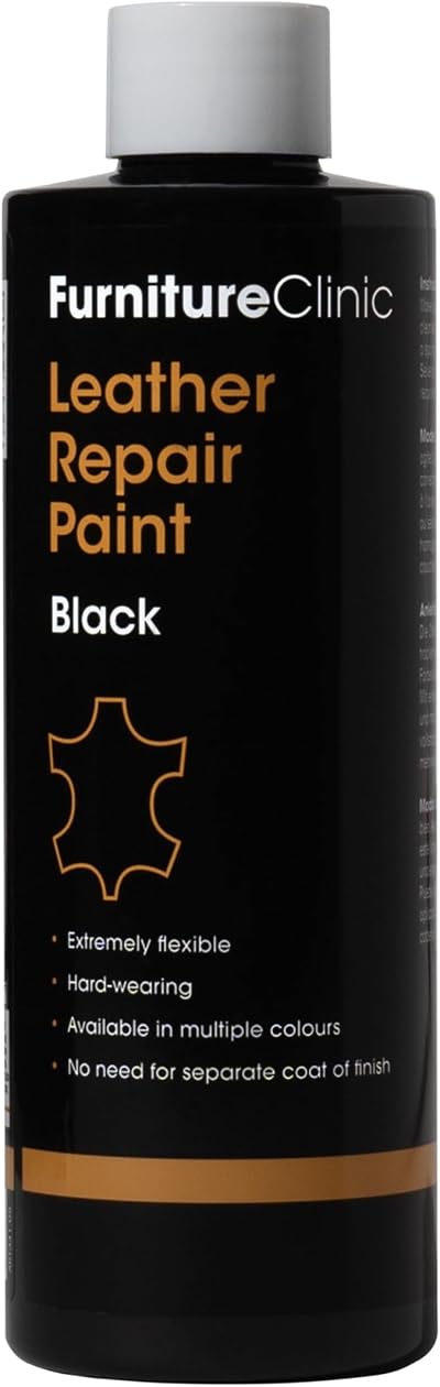 Furniture Clinic Leather Repair Paint & Dye Black 250ml Self Seal Colourant