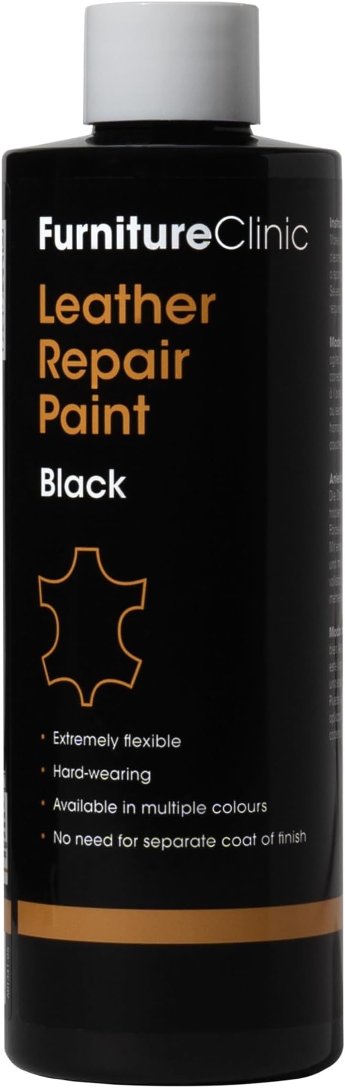 Furniture Clinic Leather Repair Paint & Dye Black 250ml Self Seal Colourant