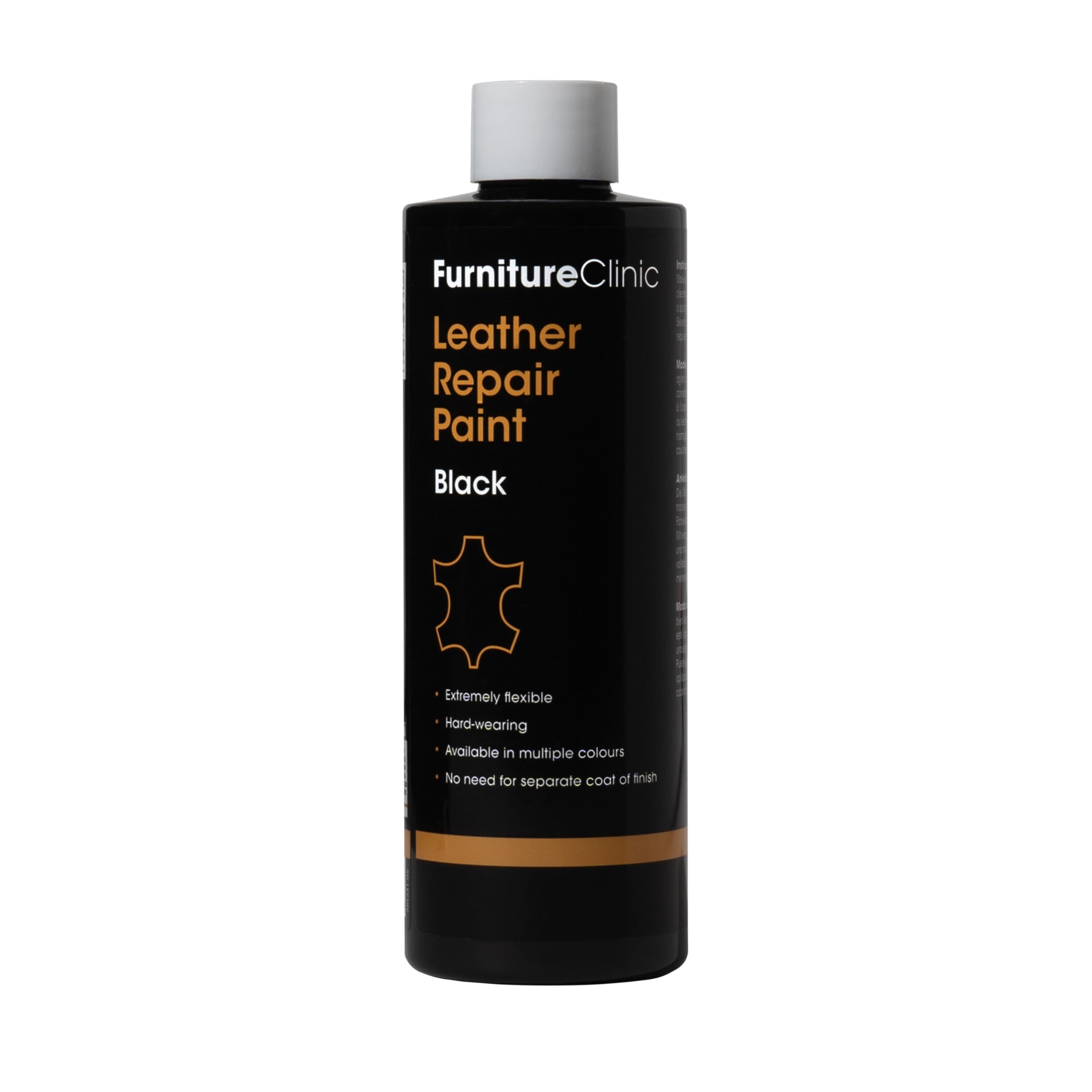 Furniture Clinic Leather Repair Paint & Dye | Self Seal Colourant for Quick and Easy Leather Repair | Suitable for Sofas, Car Seat, Shoes, Handbag, and More - Black 250ml