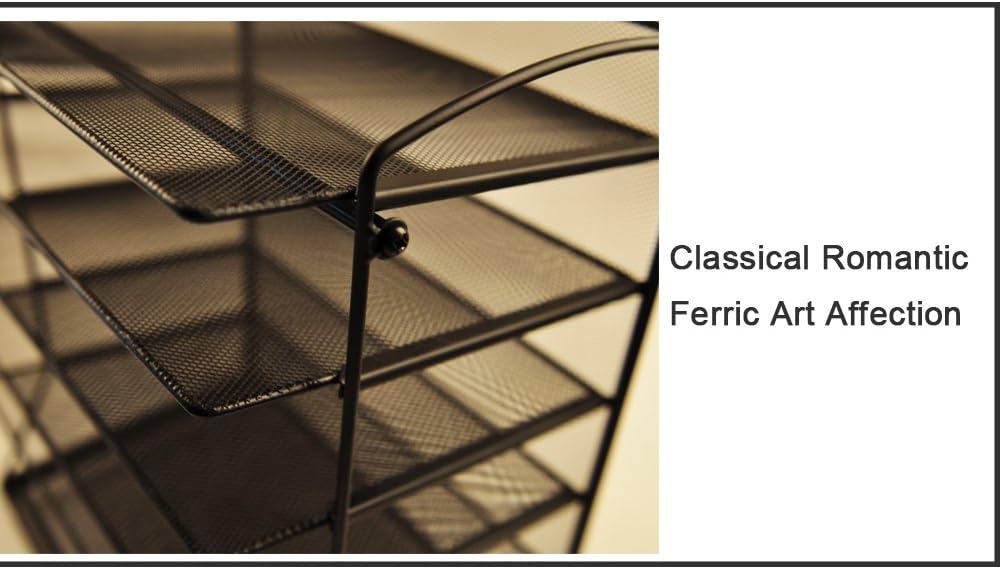 Easepres 6-Tier Mesh Desktop File Organizer Document Letter Tray Holder for Office or Home, Black : Office Products