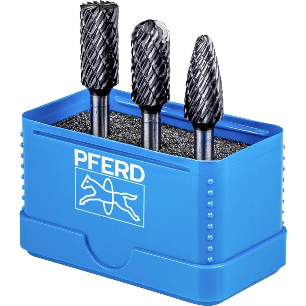 PFERD HM milling bit Set, 3-Piece, All-Round Teeth, HICOAT Coating, Shaft Diameter 6 mm, milling bit Diameter 12 mm, Toothed Length 25 mm, 21901415 - for Versatile use on The Most Important Materials — image 1
