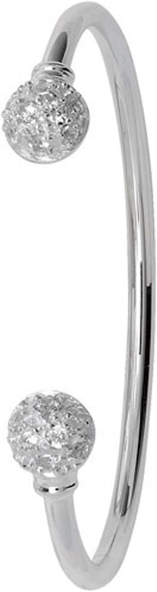 Sterling Silver 925 CZ Ball Baby Torque Bangle