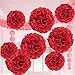 Valentine Red Tissue Paper Flower Pom Pom Balls.12 and 14 Inch Holiday Party Favor Flower Balls Hanging Decor Party Decoration. 8 Pack. Great DIY Kit For Parties,Birthdays,Weddings,Bridal Showers Etc.
