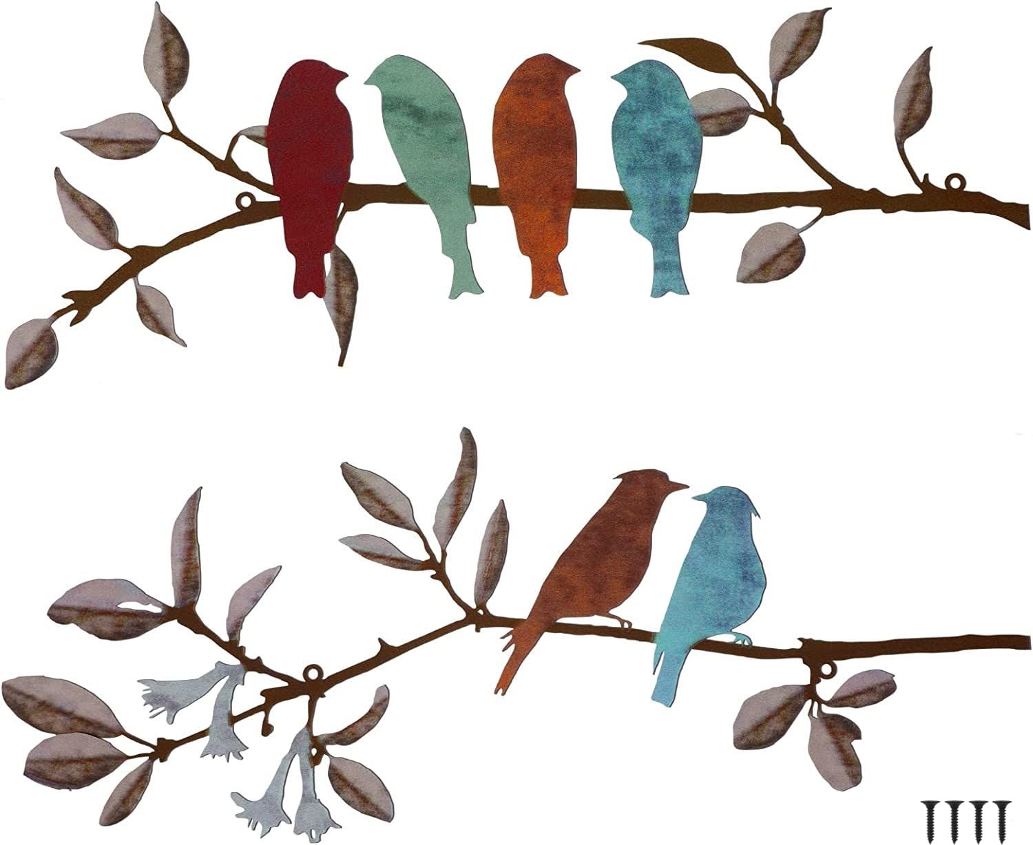 HZBAKLO Bird Wall Decor Metal Bird Wall Art, 2 Pcs Vivid Metal Birds on Branch Wall Hanging Decoration for Home Living Room Garden Balcony Indoor Outdoor Ornament