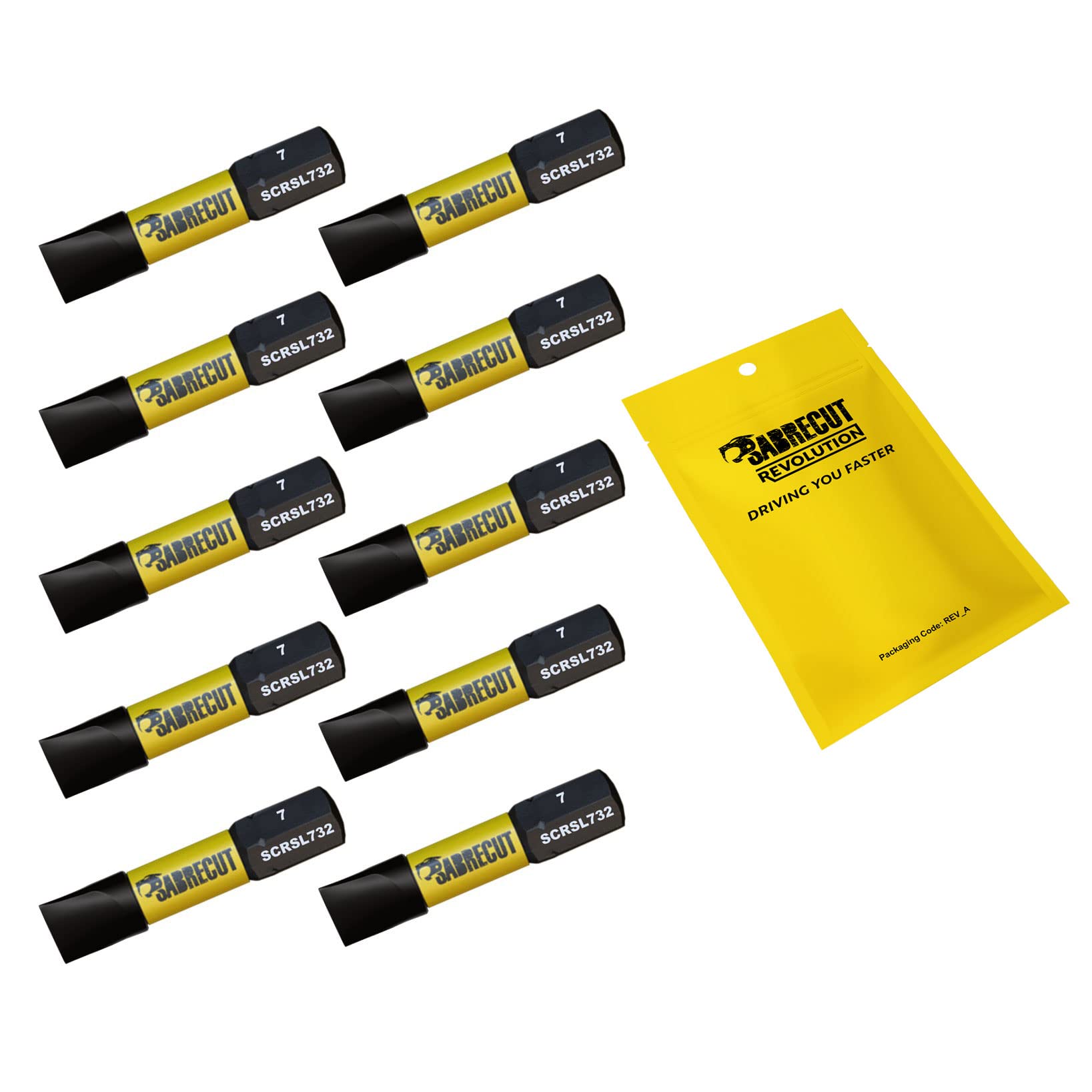 10 x SabreCut SCRSL732_10 32mm SL7 Slotted Magnetic Impact Screwdriver Driver Bits Set Single Ended Heavy Duty