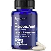 Geronova Research&reg; Bio-Enhanced&reg; R-Lipoic Acid - 600 mg, 120 Capsules | 2 Month Supply - Stabilized R Alpha Lipoic Acid with Enhanced Absorption - R Lipoic Acid Supplement