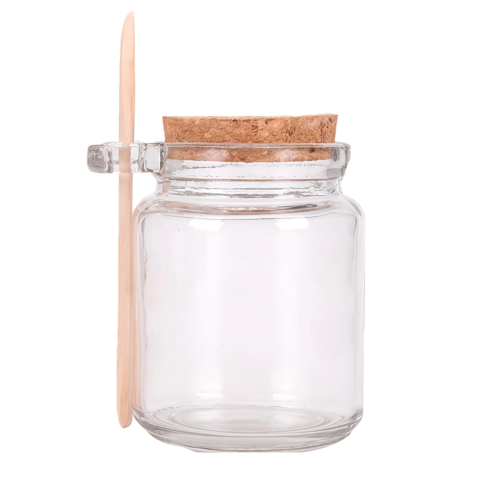 1Pcs 250ml 8.5oz Clear Glass Jar with Cork Stopper and Wooden Spoon for Honey Bath Salt Storage Kitchen Pantry Organization Cosmetic Containers