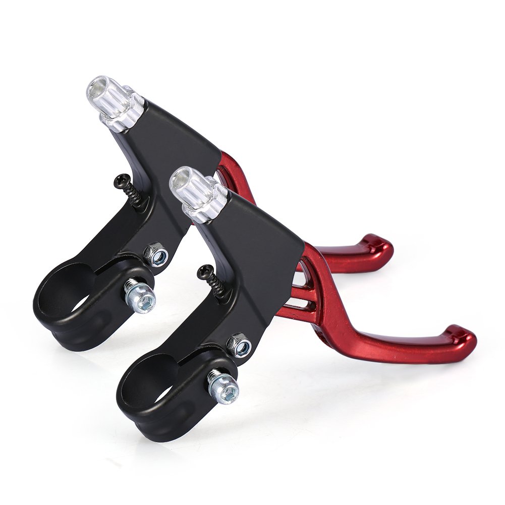 Photo 1 of DISIWENE 1 Pair Bicycle Brake Lever, V-Brake Handlebar Aluminium Alloy Bike Brake Handle Universal 2.2cm for Most Bicycle, Road Bike, Mountain Bike (Red)