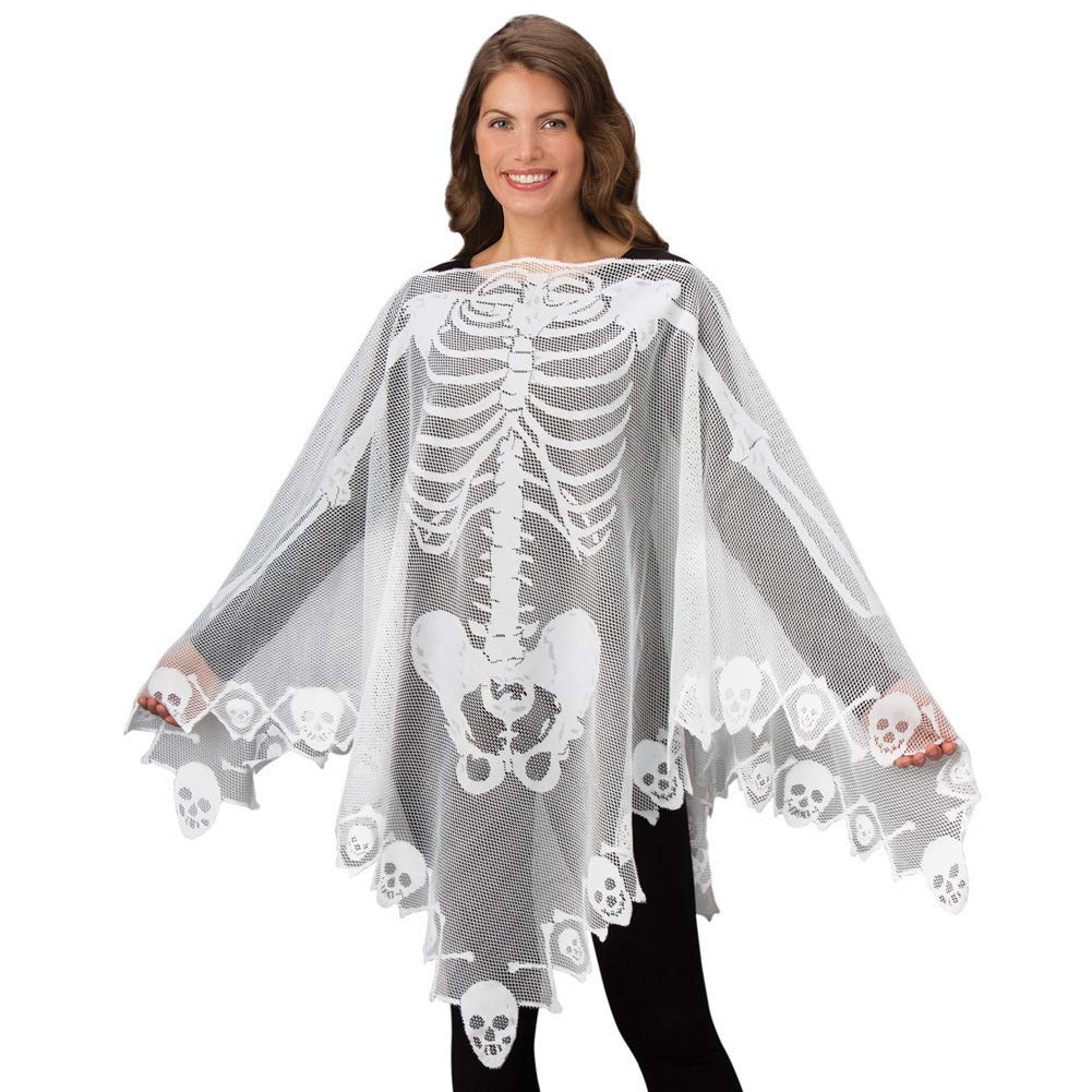 Matissa Skeleton Costume Halloween Poncho for Women Ladies Halloween Skeleton Costumes Clothes Women Dress up Adult Ghost Poncho Fancy Dress Cape