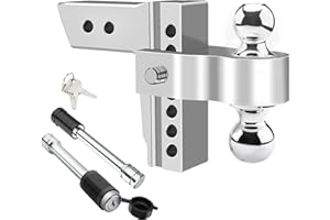 PROEZE Adjustable Trailer Hitch Ball Mount, Fits 2.5-Inch Receiver, 6-Inch Drop/Rise Aluminum Drop Hitch, 18500LBS, 2-Inch and 2-5/16-Inch Balls Equipped with 2 latches with Locks