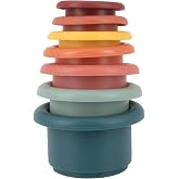 Nuby Stacking Soft Silicone Cups Interactive Toy | Promotes Coordination - Seven Piece (Colors May Vary)