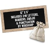 Small Letter Board | 12"x5" Mini Black Felt Classy Wooden Frame with White Letters | Premium Changeable Sign Boards for Home Decor Motivational Quotes Baby Announcement Price List Message Letterboard
