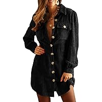 cffvdiz Black,S, Women's Velvet Button Shirt Dress Lapel Long Sleeve Western Shirt Midi Dresses at Amazon Women's Clothing store cffvdiz Black,S, Women's Velvet Button Shirt Dress Lapel Long Sleeve Western Shirt Midi Dresses at Amazon Women's Clothing store