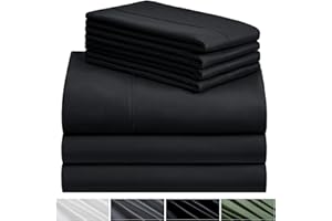 VIOPY Juego de Sábanas de 4 Piezas para Cama Matrimonial Size,Negro,Suave y Hipoalergénico,Funda de Cama de Microfibra,Juego de Ropa,Hotel de Calidad Bed Sheets